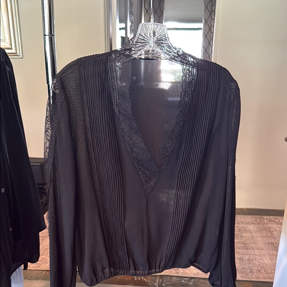 Alice + Olivia Black Sheer Blouse